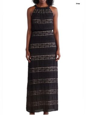 Black Lace Maxi Halter Dress